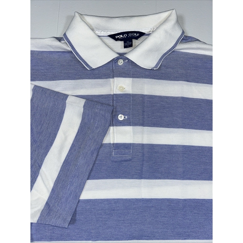 Polo Golf Ralph Lauren Pima Cotton Men's Large Striped Golf Polo, Lightweight